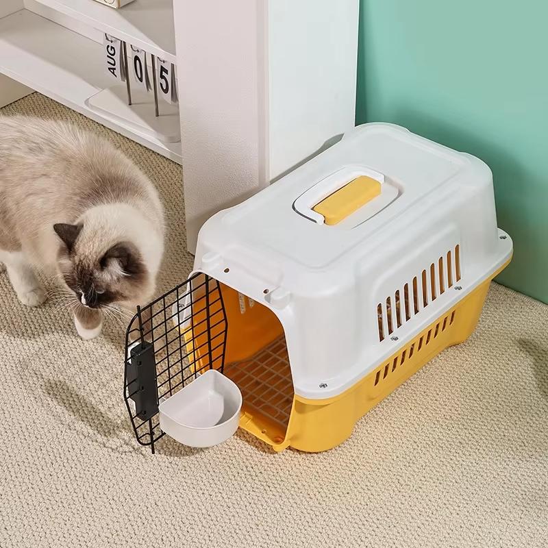 Lightweight Portable Travel Pet Carrier Box Large Size Dog Cat Cage Fashion Plastic Lock Closure Pet Transport Supply