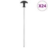 VidaXL Tent Pegs 24 Pcs 30 Cm Ø7 Mm Galvanized Steel, Ground Stake, Ground Anchor, Heavy-Duty Camping Peg, 4009320