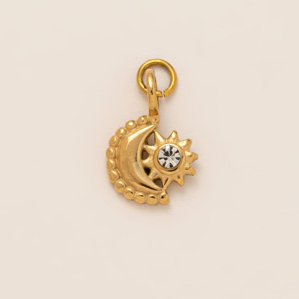 Yori 3Pcs Star Moon Rainbow Sun Pendant Stainless Steel Plated with 18K Gold for Jewelry Making Supplies DIY Necklace