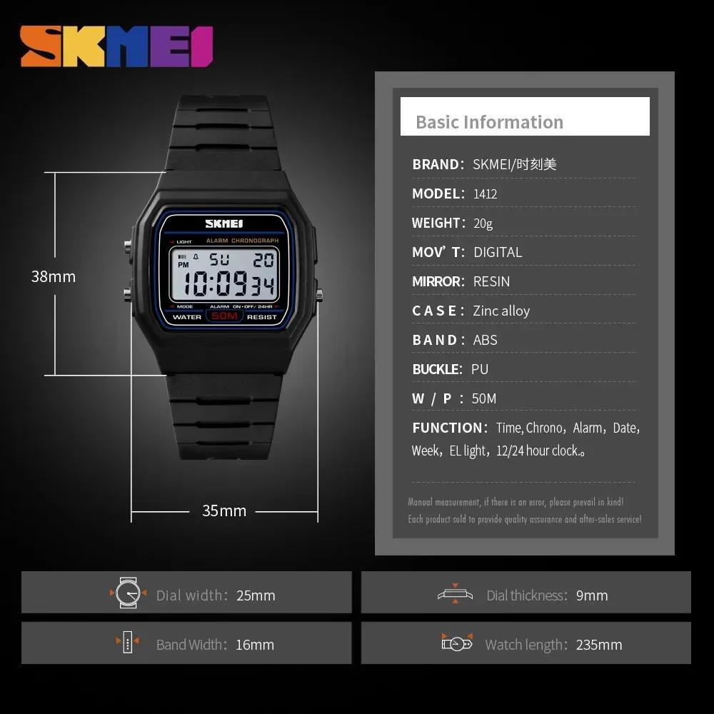 SKMEI 1412 Sports Couple Watches Relogio Feminino Fashion Women Digital Watch Waterproof Display Date Week Female Wristwatch