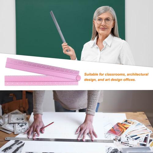 uxcell 30cm Folding Straight Ruler, Metric Aluminum Alloy Protractor, Foldable Angle Ruler, Geometry Measuring Tool for Architects, Artists, and Offic