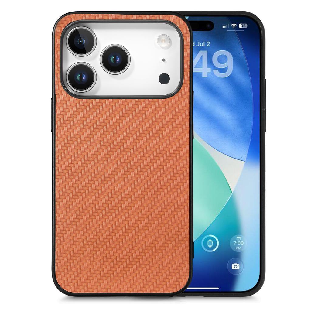 For iPhone 17 Pro Case Carbon Fiber Texture PU+PC+TPU Phone Back Cover