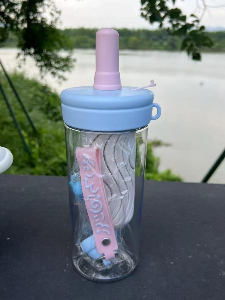 Cartoon Influencer Straw Cup: Large Capacity, Stylish for Summer, Girls' Fitness, Portable Outdoor Sports & Coffee Bottle