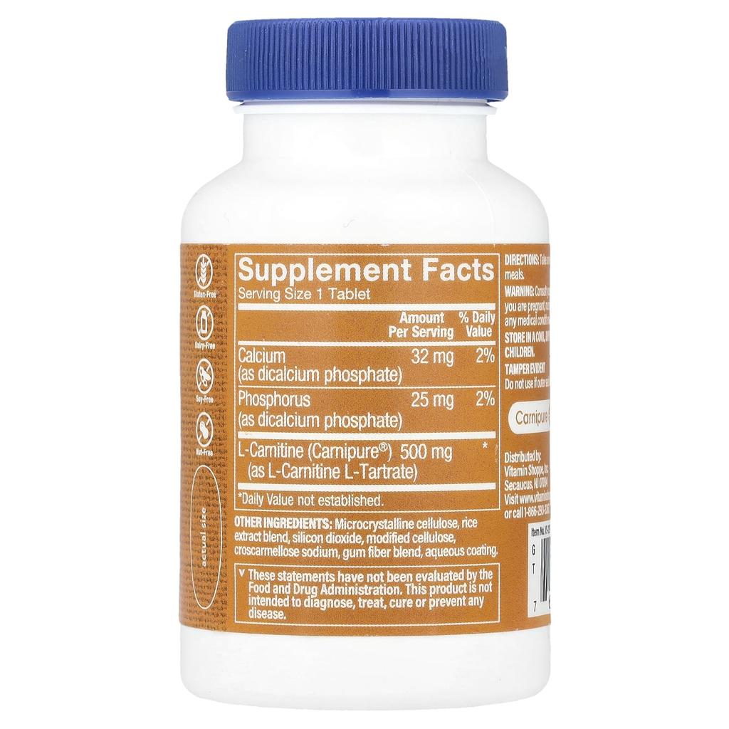 the Vitamin Shoppe Carnipure® l-карнитин, 500 мг, 50 таблеток