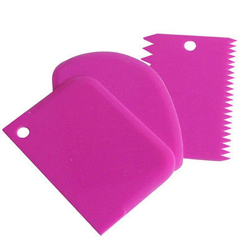 3PCS New Plastic Kitchen Dough Cutter Cookie Decorating Spatula Cake Scraper Pastry Butter