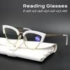 Metal Half Frame Cat Eye Reading Glasses Anti-blue Light Far Sight Glasses Women's Grade Presbyopia Glasses Diopters To +4.0