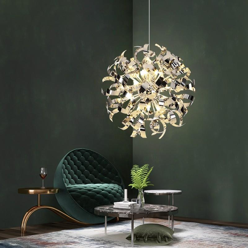 Ресторанная люстра Постмодернистская личность Арт подвесной светильник Отель Модельная комната Барный свет Роскошный дизайн Лампы из нержавеющей стали