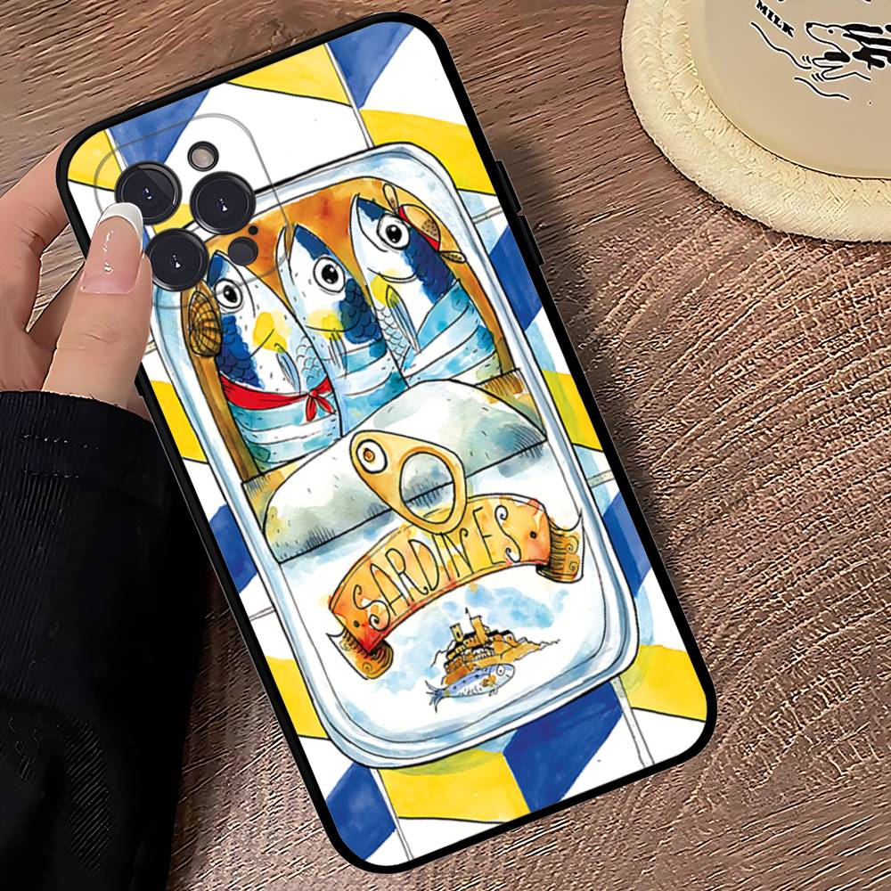 Чехол-бампер с изображением рыбы сардины для iPhone 17 16 Pro Max 15 12 11 16e 13 Mini 14 15 Plus
