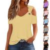 Модные женские свободные однотонные повседневные топы с V-образным вырезом и короткими рукавами