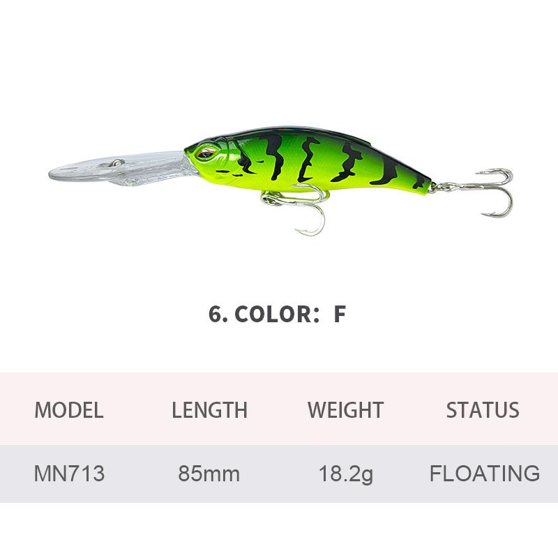 8.5cm 18.2g Fishing Lures Floating Minnow Wobbler Long Casting Deep Diving Swing Jerkbait Artificial Hard Bait Trout Bass MN713