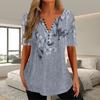 Женский топ больших размеров на пуговицах с коротким рукавом и цветочным принтом, свободный повседневный