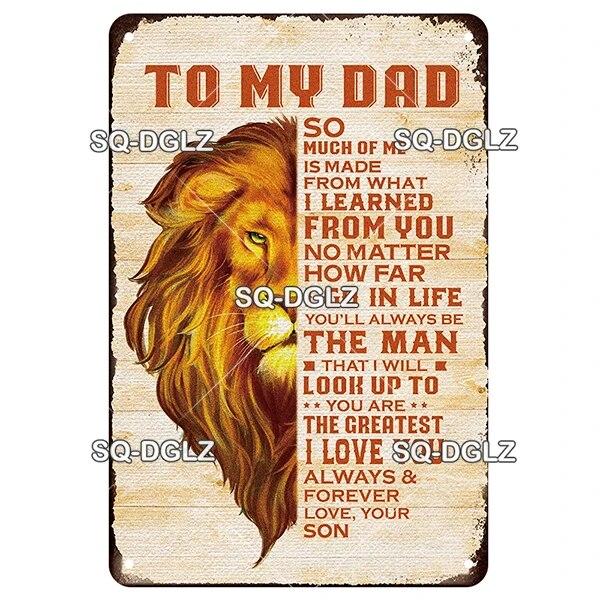 SQ-DGLZ Vintage To My DAD Word Metal Sign Plate Tin Sign Plate Home Bar Door Wall Decor Sticker Decoration Plaque Poster