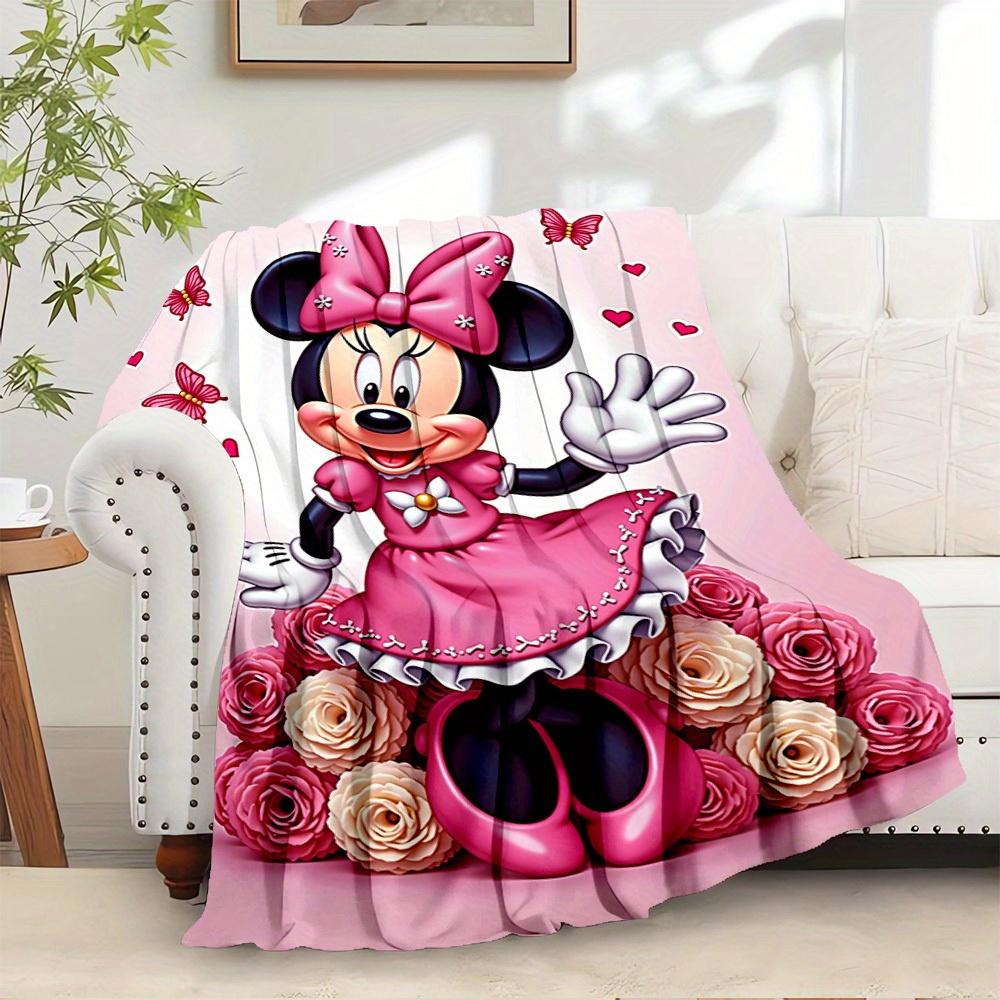 1pc Flannel Minnie Mouse Pink Bow Bedding Throw Blanket Sofa Cover Gift Home Decorative Lightweight