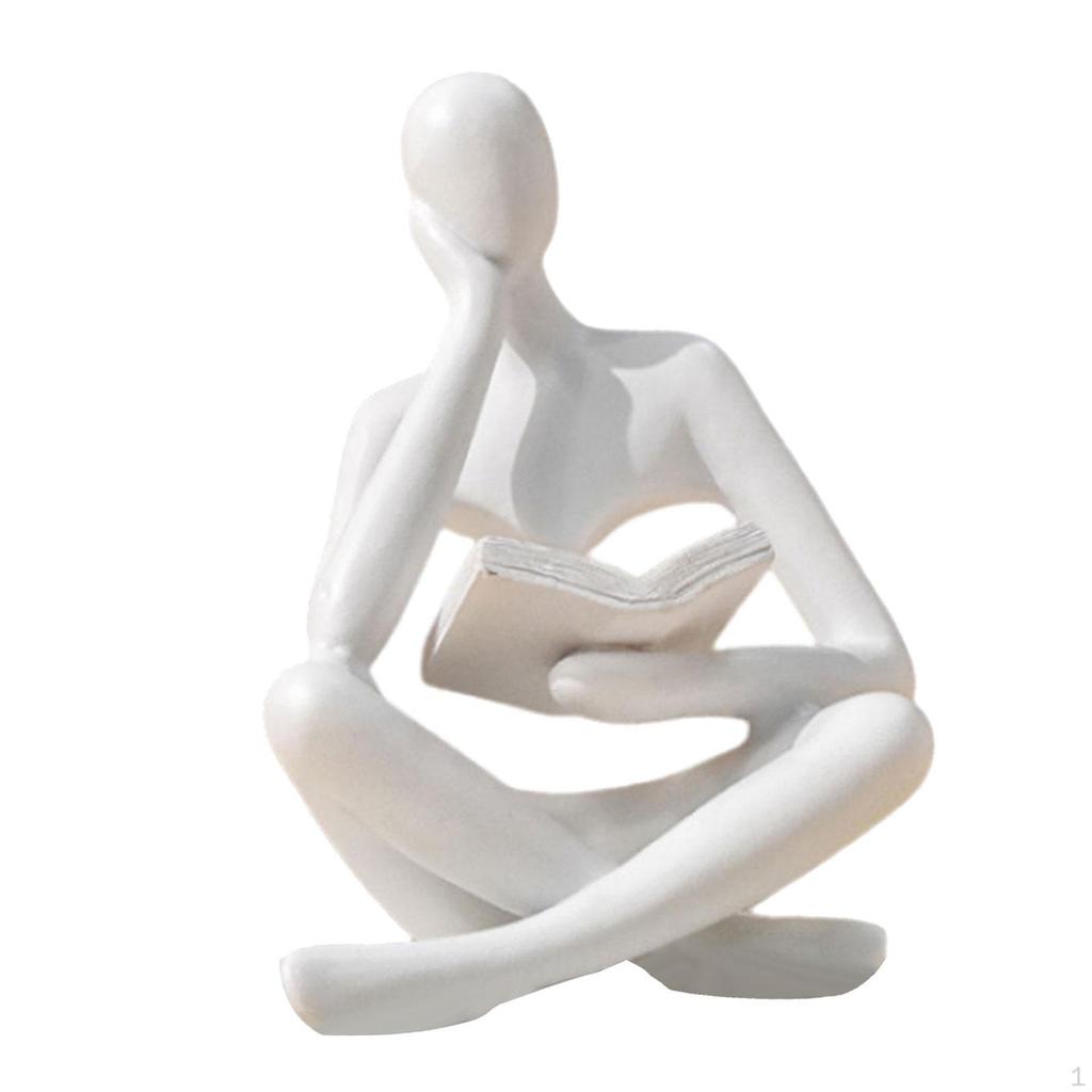 Abstract Reader Statue Decorative Figurine Sculpture Thinker Ornament in Resin Modern