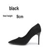 2024 Popular New Women's High Heel Black Stilettos In Suede, Perfect for Autumn and Winter Fashion.