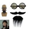 False Beards False Moustache Glasses with Lens Set Old Man Moustache Funny False Beard Chin Beard for Halloween Party