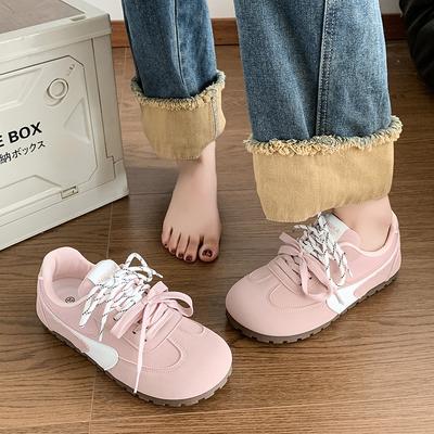 Спортивные~ Утолщенная подошва, увеличивающая рост, немецкие тренировочные туфли в стиле Академии, повседневные туфли на шнуровке из полиуретана, милые спортивные туфли с круглым носком, женский тренд