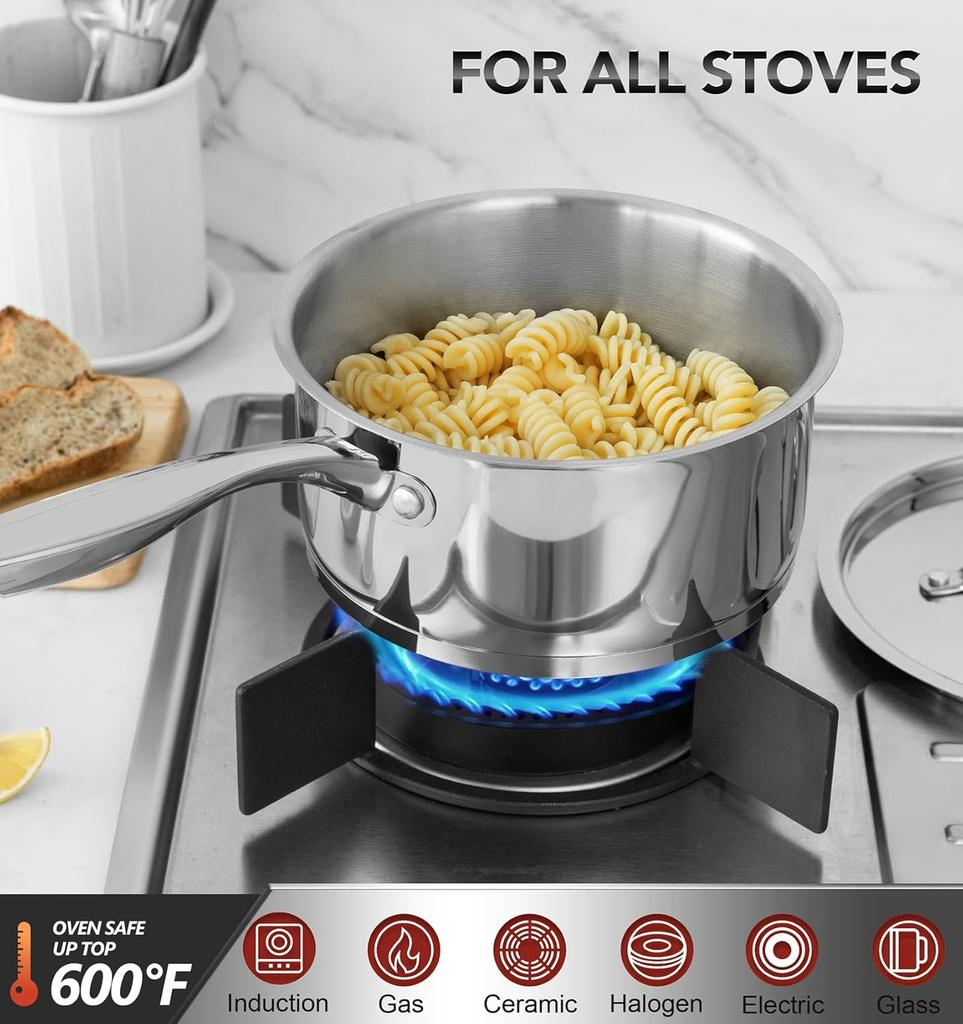 Набор кастрюль для супа MICHELANGELO из нержавеющей стали 304, профессиональное трехслойное композитное дно, подходит для всех плит и духовок