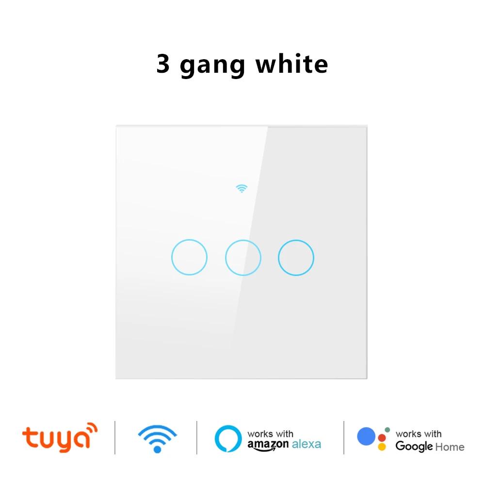 EU/US Smart Switch Alexa RF433 No Neutral Tuya Control Works With Google 1/2/3 Gang Smart Life Home Light WiFi Touch Switches