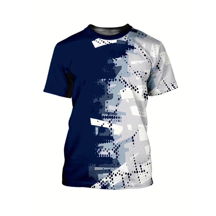 Мужские крутые футболки контрастного цвета с 3D-принтом для тай-дай, эластичный полиэстер, спортивная одежда, топы с коротким рукавом, летняя одежда