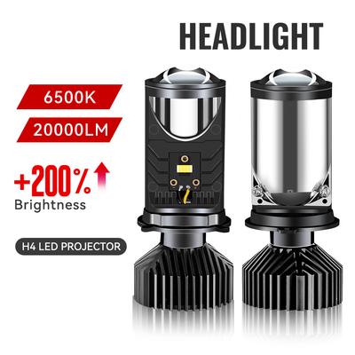 Светодиодный объектив проектора H4 Mini Bulb 20000LM Fan Headlight для мотоцикла Dual High Low Beam 9-32V Plug&play Motorcycle Projector