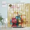 Christmas Ball Shower Curtains Green Pine Branch Red Blue White Xmas Decor Holiday Polyester Fabric Bathroom Curtain With Hooks