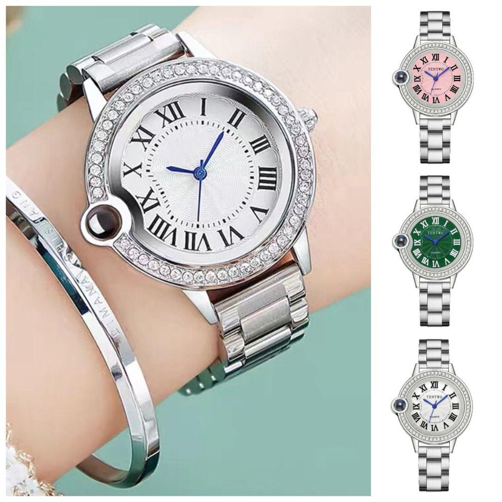 Элегантные женские деловые часы Ретро кварцевые наручные часы Модные кварцевые часы со стразами Женские