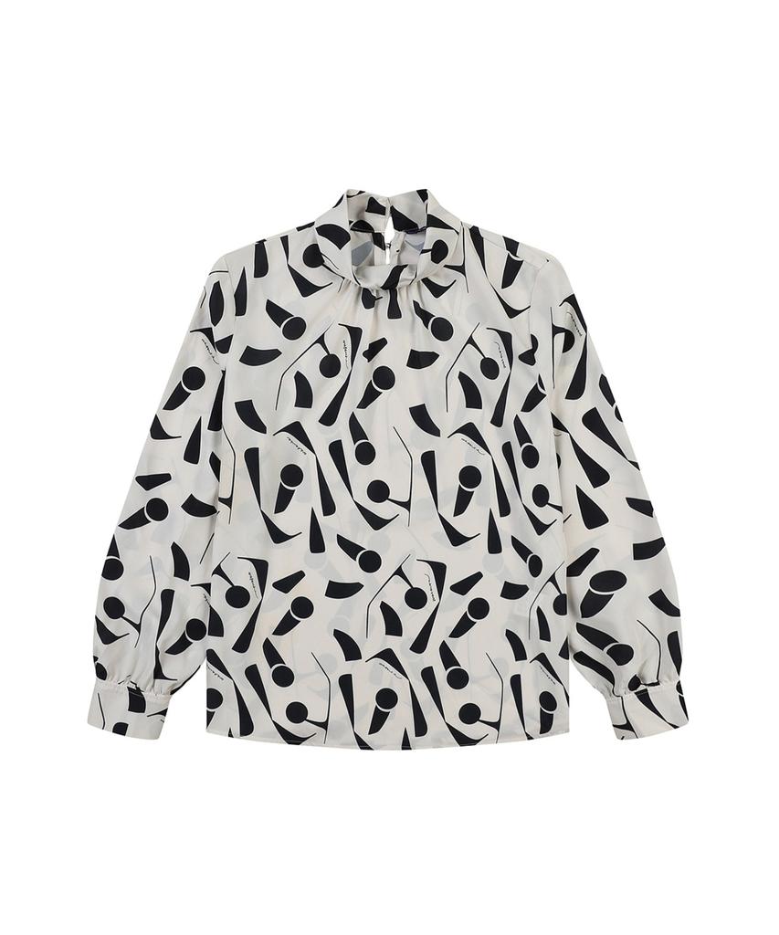 MESENSE Scarf Pattern Blouse_Mb3Yblm182D
