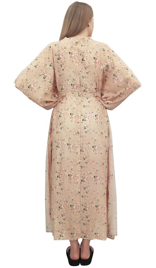 Bimba Moms Kimono Sleeve Floral Print Black Maxi Dress Maternity Kaftan-10
