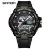 Мужские многофункциональные противоударные водонепроницаемые спортивные часы Sanda с будильником и черными технологиями.