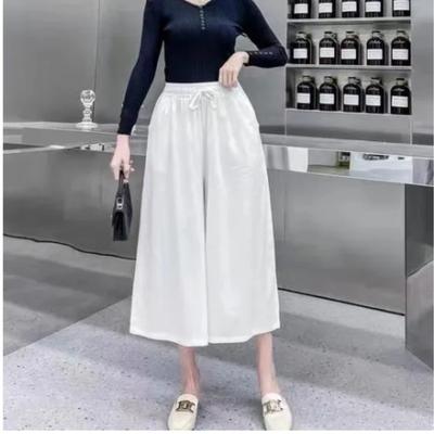 Женские летние однотонные тонкие юбки-брюки с драпировкой, повседневные брюки с восемью точками
