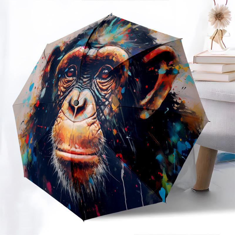Chimpanzee, Abstract Art- Automatic Umbrella,Suitable for Men and Women,Suitable for Birthdays, Christmas, Gifts for Fashion Lovers0911b