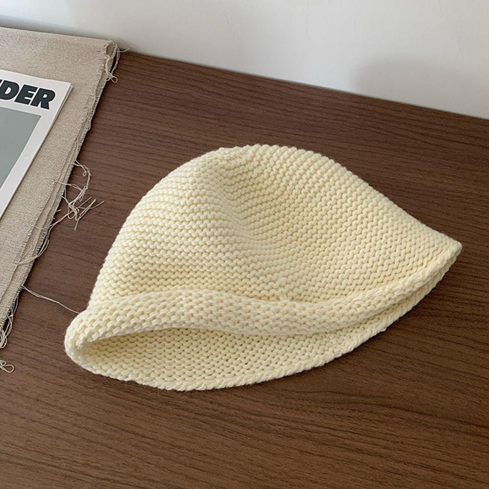 Knitted Bucket Cap Warm Fisherman Cap Fashion Basin Cap for Women