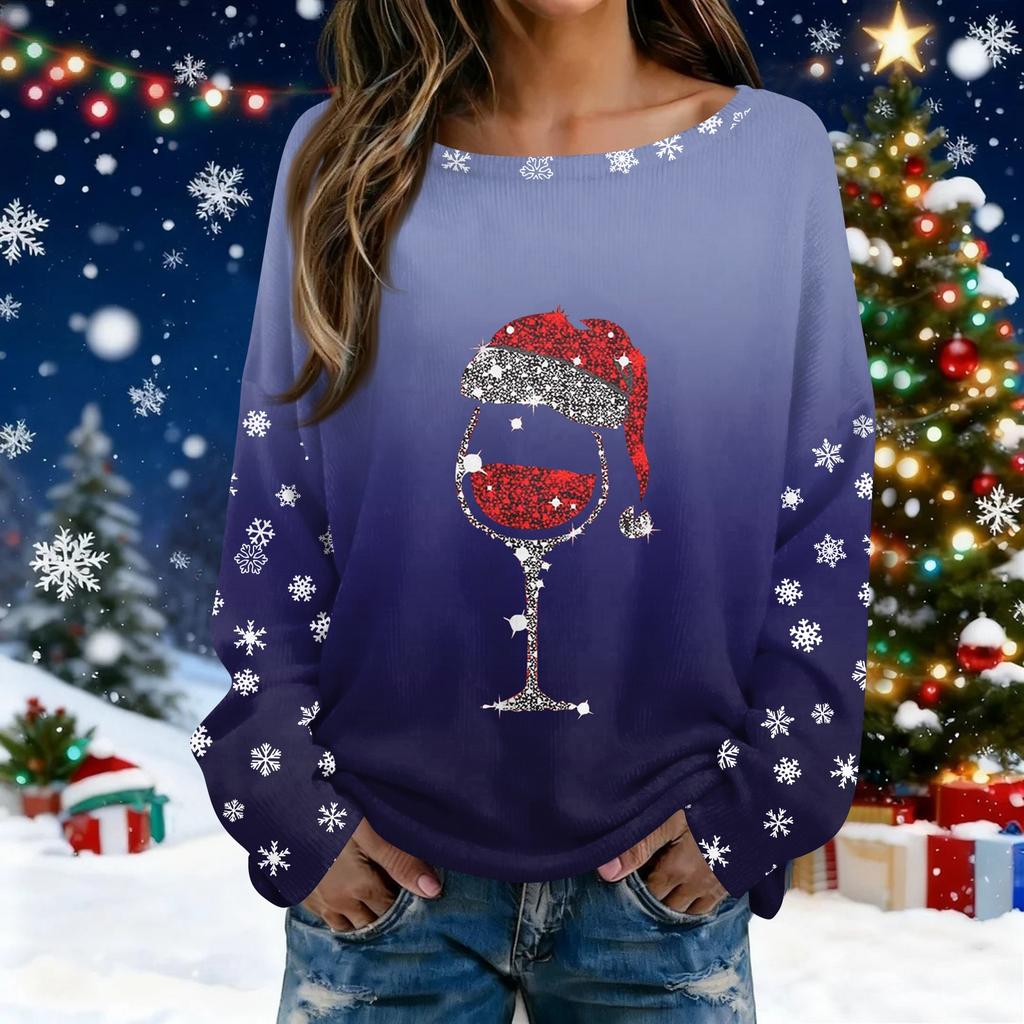 Christmas Sweatshirts For Women Knit Sweater Cute Shirt Fall Crewneck Pullover Tops