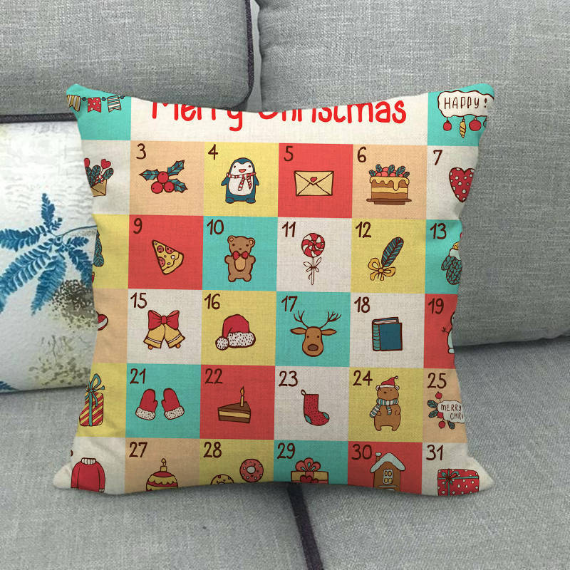 Christmas Cartoon Small Gift Package Digital Printing Short Plush Pillow Covers For Car Sofa Office Cushion Cover Home Goods