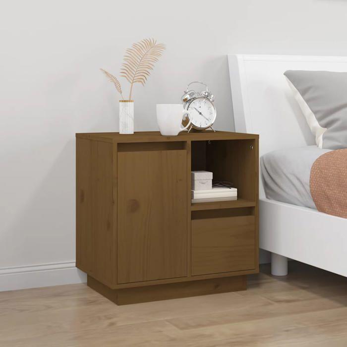 Maison Exclusive - Table de chevet Marron miel 50x34x50 cm Bois de pin massif