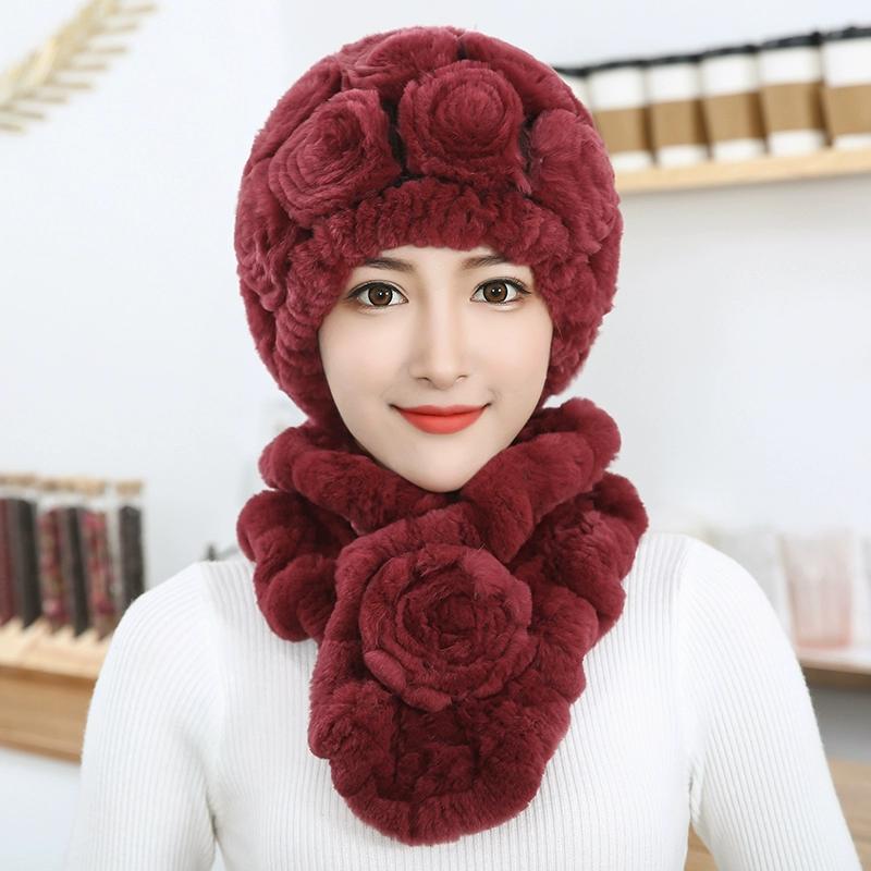 Шапка из меха кролика Рекс женская, осень-зима, среднего возраста и пожилая, утолщенная, теплая, модная, для бабушки, старой леди, свекрови, меховая шапка