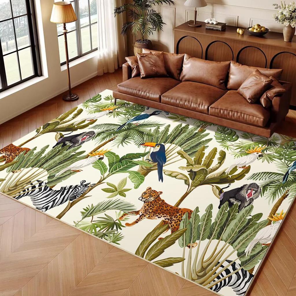 Jungle Animal Cartoon Child Carpet Rug for Home Living Room Bedroom Sofa Doormat Decor Play Area Rug Nordic Non-slip Floor Mat
