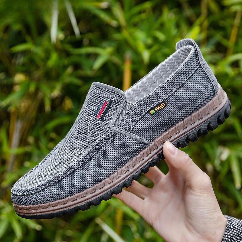 Мужская тканевая обувь «старый пекин», весна-осень, дышащая обувь с мягкой подошвой для папы среднего и пожилого возраста, нескользящая повседневная парусиновая обувь