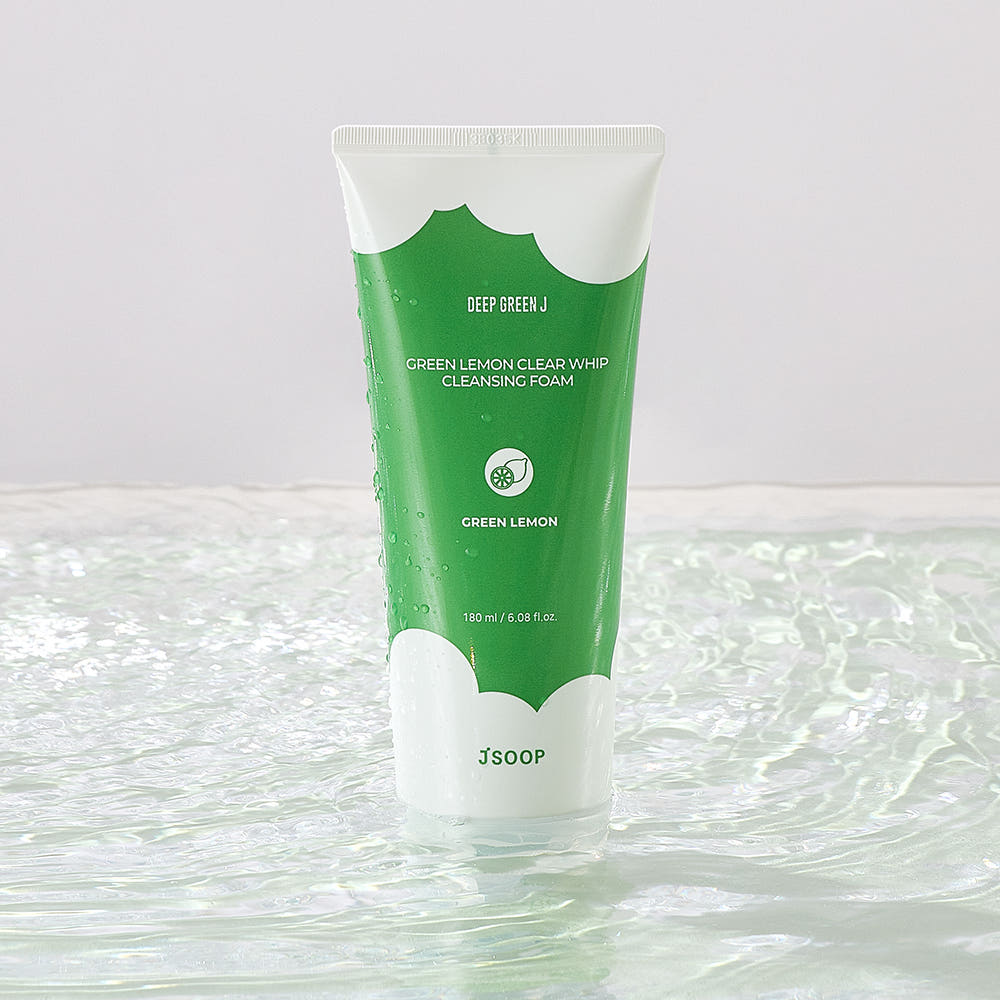 JSOOP Deep Green J Green Lemon Clear Whip Cleansing Foam 180ml – Korean Whip Face Wash with Salicylic Acid for Sebum & Pore Care