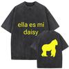 Vintage Washed Rusowsky Madrid Daisy Tour  Print T Shirts Mens Hip Hop Fashion Pop Short Sleeve Tshirt Man Fans Streetwear