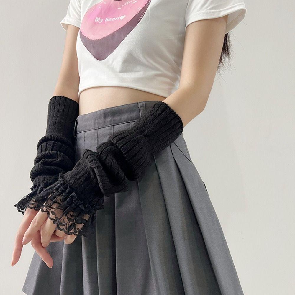 Вязаные перчатки с ложными рукавами, перчатки без пальцев с полупальцами, длинные перчатки на запястьях для Spice Girls 2000 года