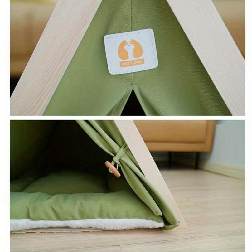 Spoil Your Pet with This Solid Wood Teepee Tent and Removable Canvas Cover.