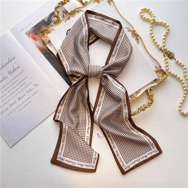Silk Ribbon Scarf Satin Headkerchief Luxury Long Hair Hand Design Fashion Print Wrist Foulard Bandana Neck Tie Scarves
