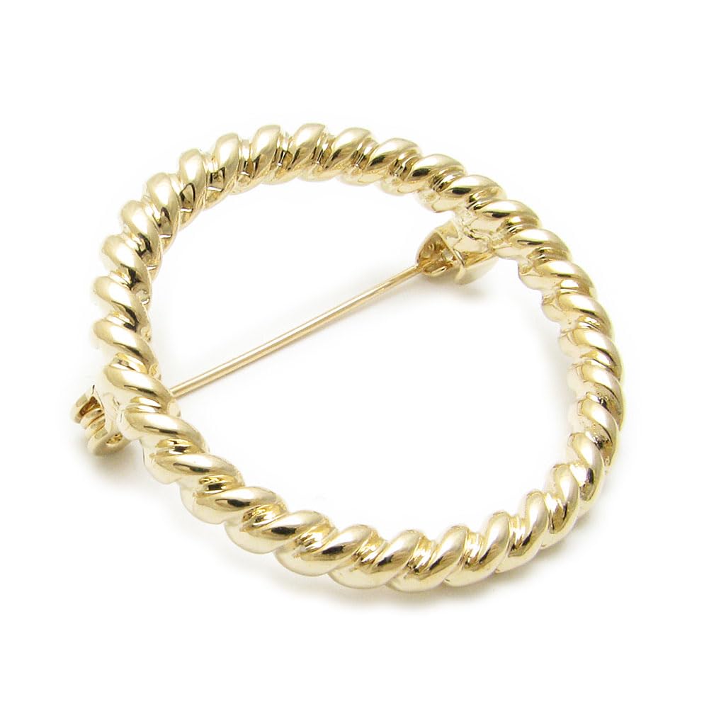 Брошь для женщин Простая круглая булавка Брошь Серебро Золото Веревка Свадьба KS55008 (Золото)