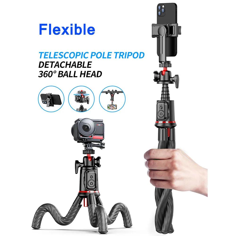 Live Bluetooth Foldable Selfie Stick 360Rotation Flexible Telescopic Pole Variable Octopus Tripod for Xiaomi iPhone Samsung Sony 7