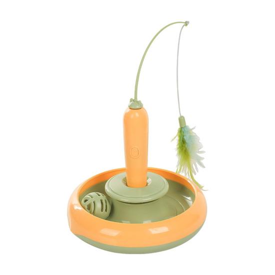 Автоматическая палочка-дразнилка для кошек Интерактивная умная палочка-дразнилка для кошек с вращающимся пером и катящимся шариком для домашних кошек