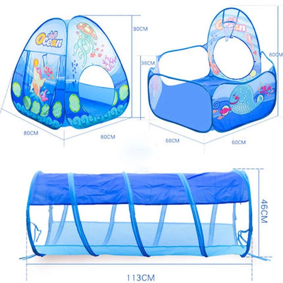 3 In 1 Baby Tent Playpen with Tunnel Children Ball Pool Large Portable Kids Tent Ball Pit Crawling Tunnel Kid Playground House