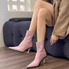 Women's Shoes 2024 High Quality Back Zip Women's Boots Fashion Solid Office and Career Sexy Pointed Toe Ankle BootsZapatos Mujer