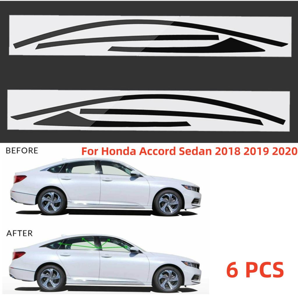 6 шт. Хромированные накладки на окна в стиле блэкаут, глянцево-черные для Honda Accord 2018-2020